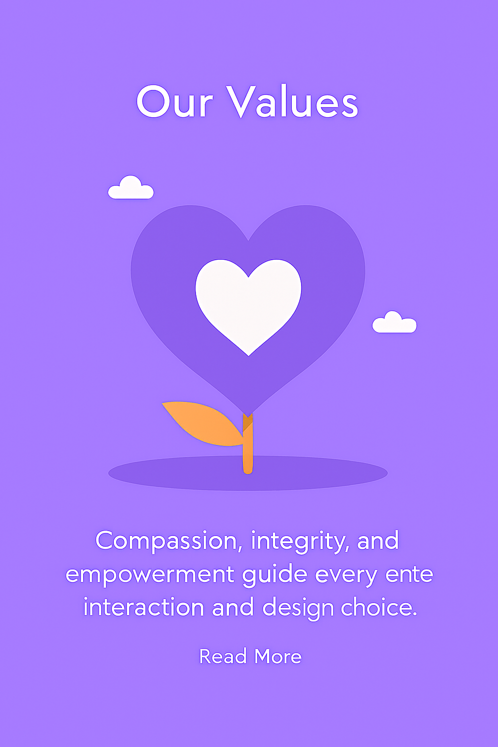 Heart-shaped leaf representing our values